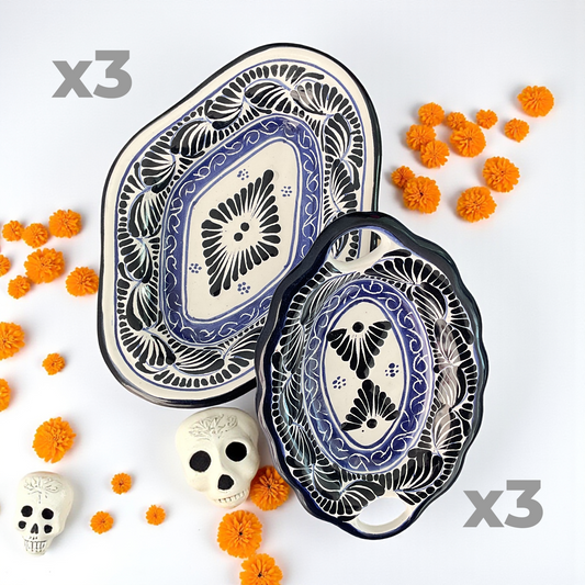 Set 3 rabaneras y 3 dulceros charola