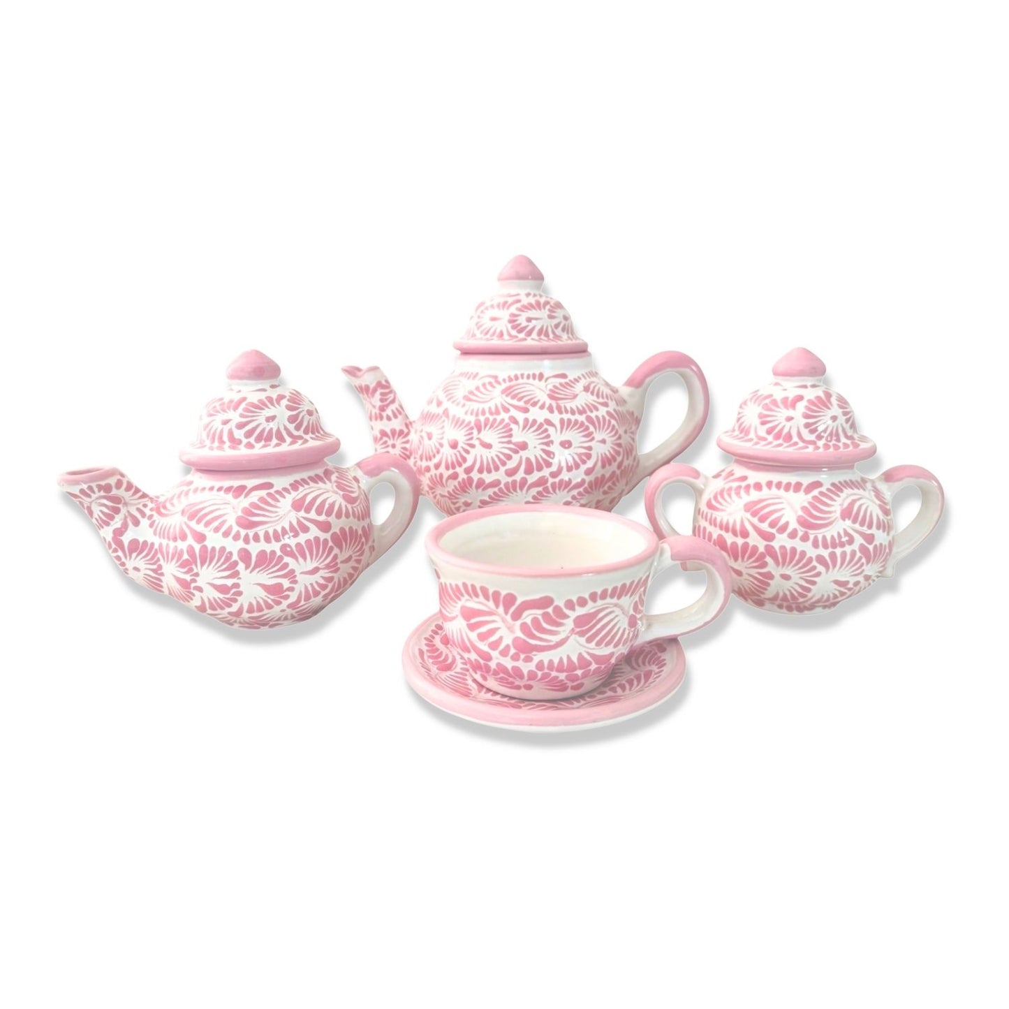 Juego de café rosa pastel