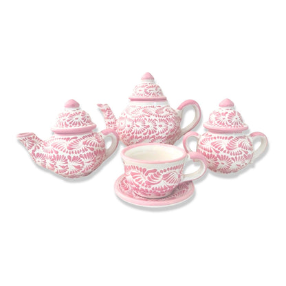 Juego de café rosa pastel