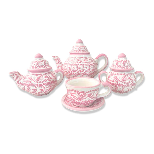 Juego de café rosa pastel