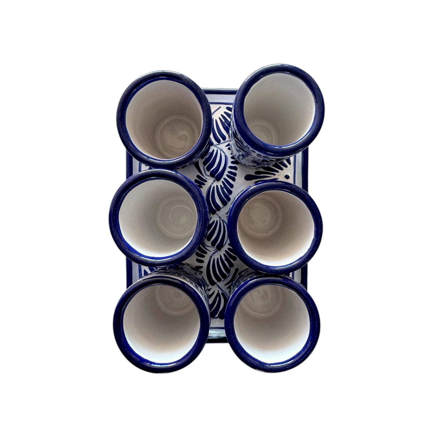 Set de 6 tequileros y charola rectangular