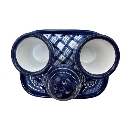 Set de charola rectangular con dos mezcaleros y salero
