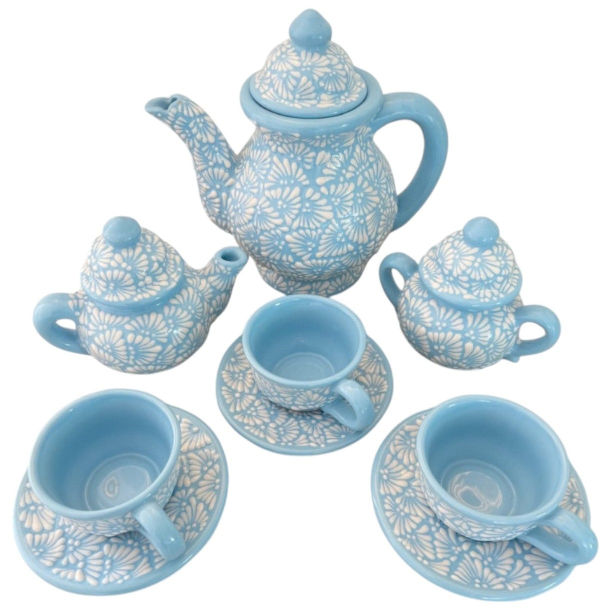 Juego de café con Esmalte Azúl