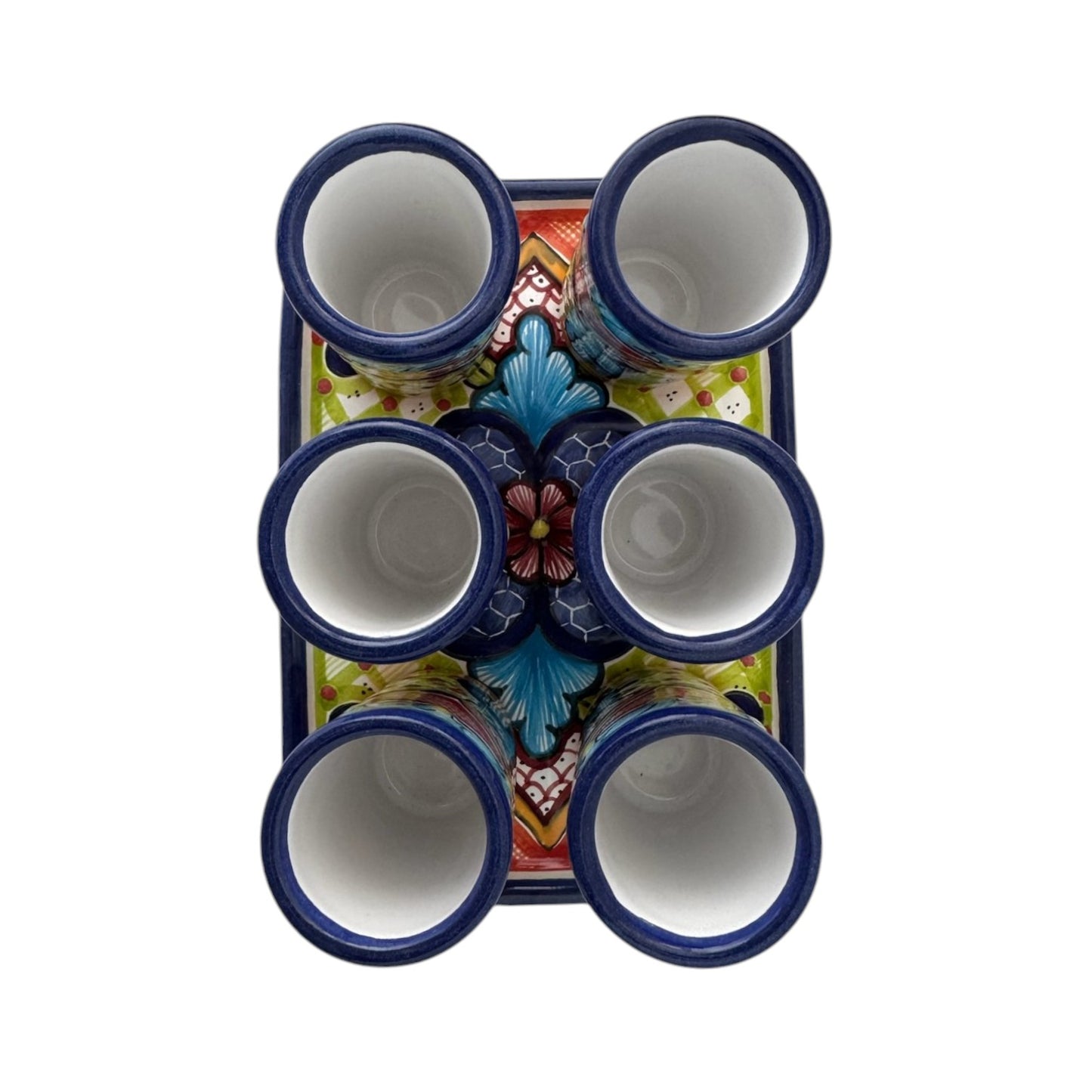 Set de 6 tequileros y charola rectangular